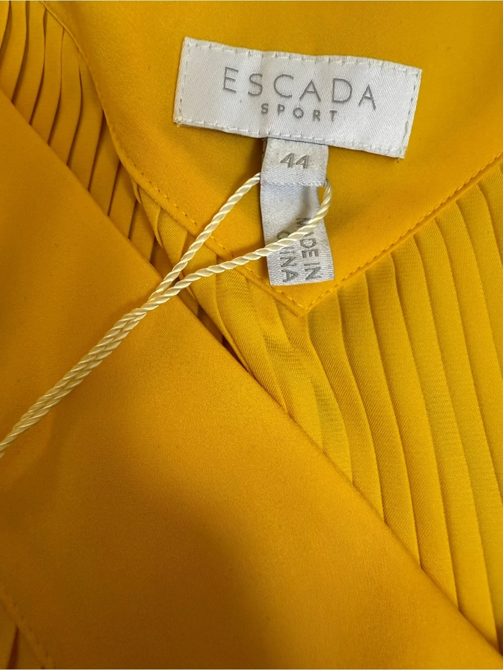 NWT Escada Sport Damyka Sunflower Yellow Pleated Midi Dress Size 44 Designer - Picture 9 of 9